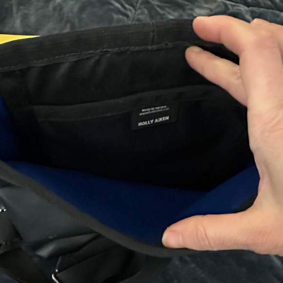 Holly Aiken bookbag and matching wristlet in blue and yellow main image 4